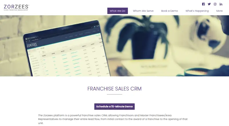 Zorzees Franchise Sales CRM screenshot
