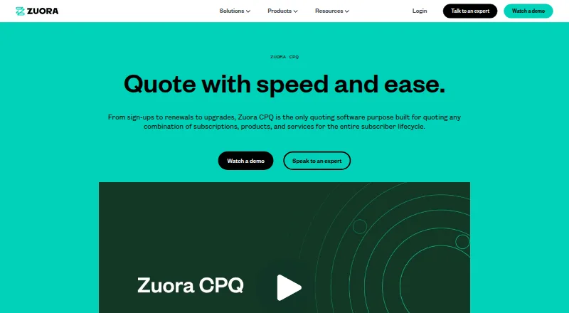 Zuora CPQ screenshot