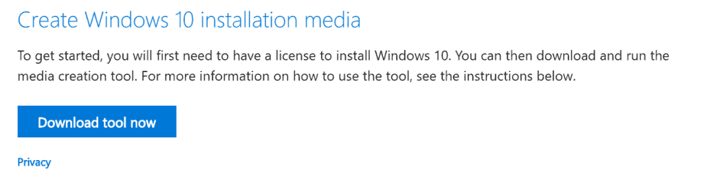 how to install windows 10
Click Download tool now link to download MediaCreationTool1809.exe - save it to your computer