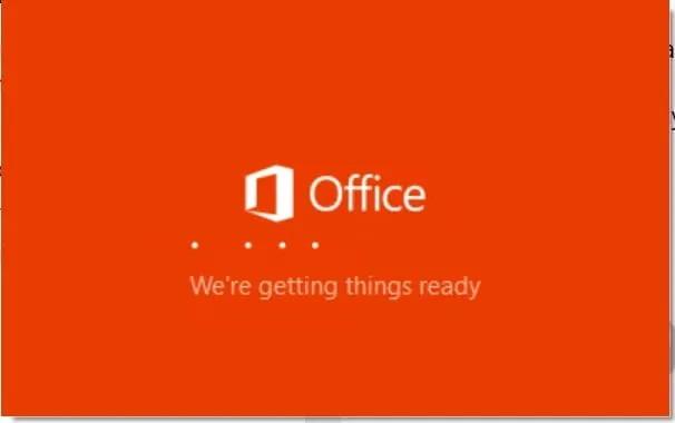 Finally, office 365 (includes outlook 365) installation begins!