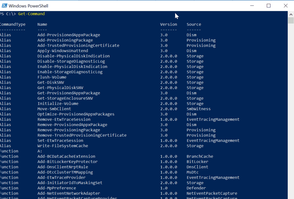 powershell commands