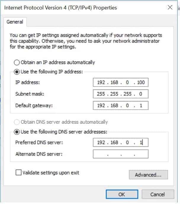 AD DS - set static IP addres