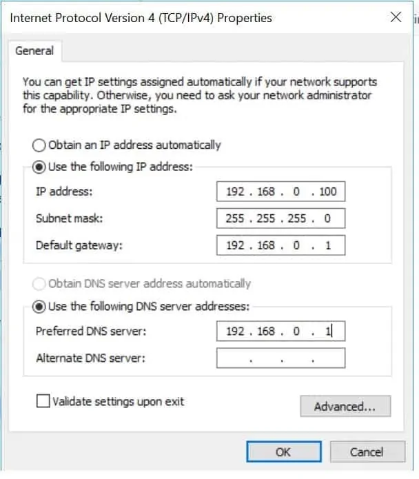 AD DS - set static IP addres