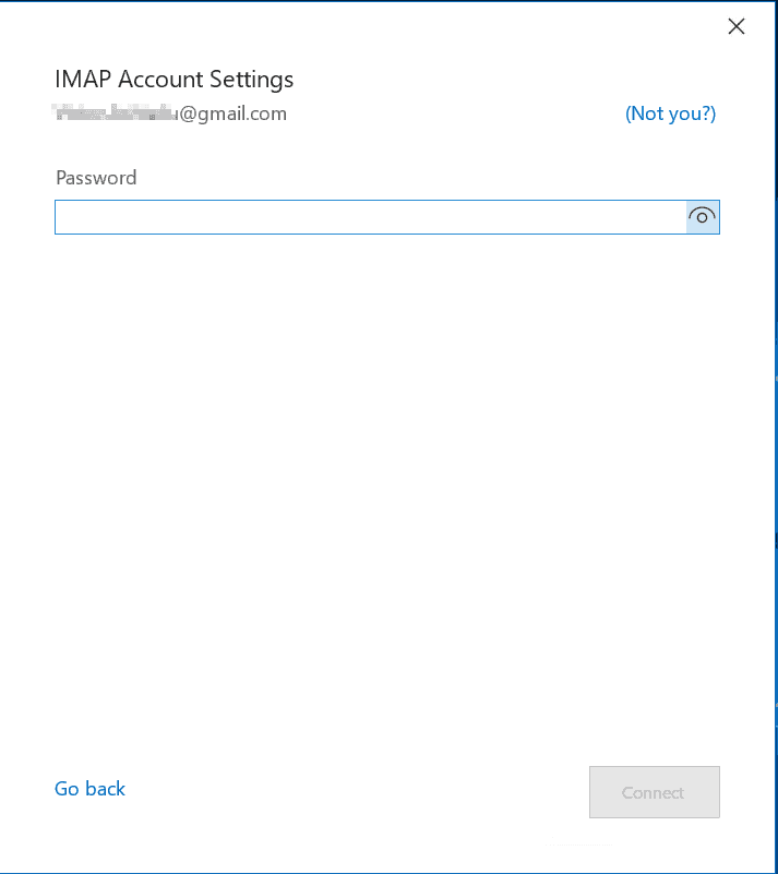 Set up outlook (enter the password for the email address)