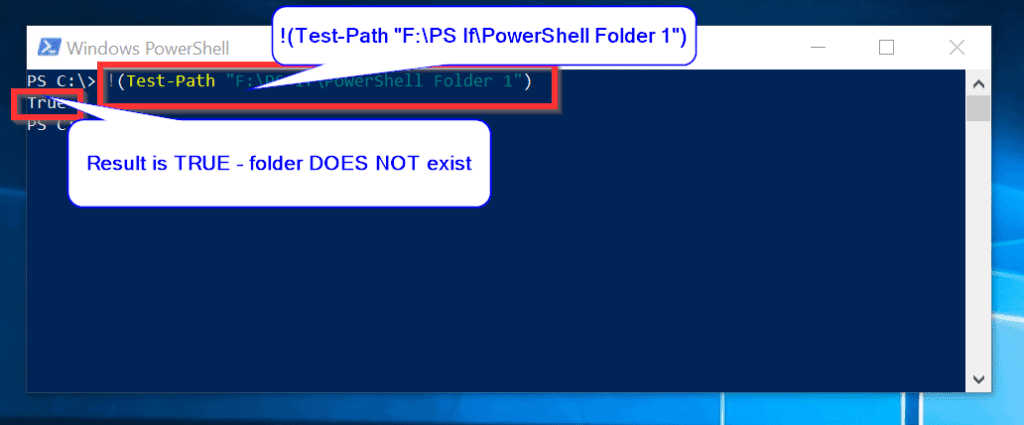 PowerShell If Else Example 2: Create a Folder If It Does not Exist - result