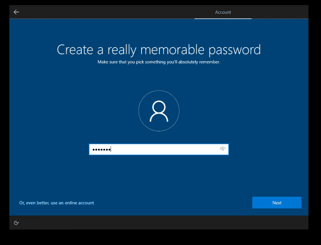 create a password then confirm the password.