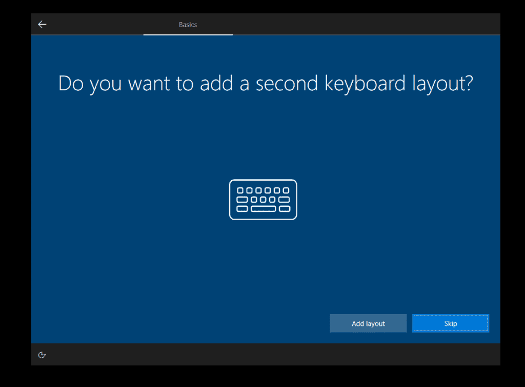 how to Install Windows 10 - skip adding additional keyboards