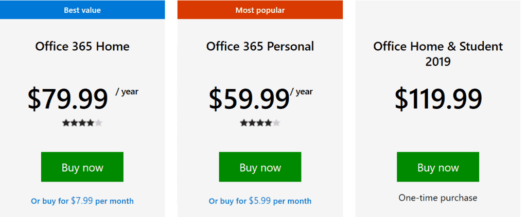 office 365 (outlook 365) subscription page. if you want monthly subscription, click on "or buy per month)