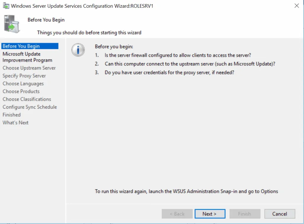 WSUS (Windows Server Update Service) - configuration