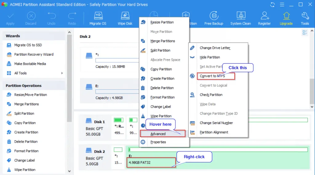 "The File is Too Large for the Destination File System" Error Message - convert fat32 to ntfs