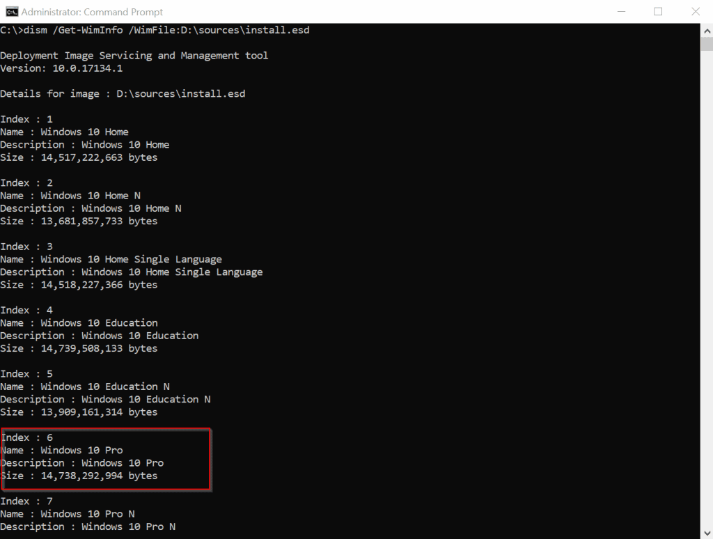 Windows Deployment Services (WDS) - get index of OS edition