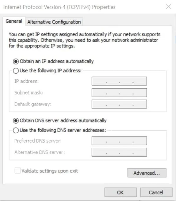 DHCP vs Static IP - configure a Windows 10 computer to receive IP from a DHCP server