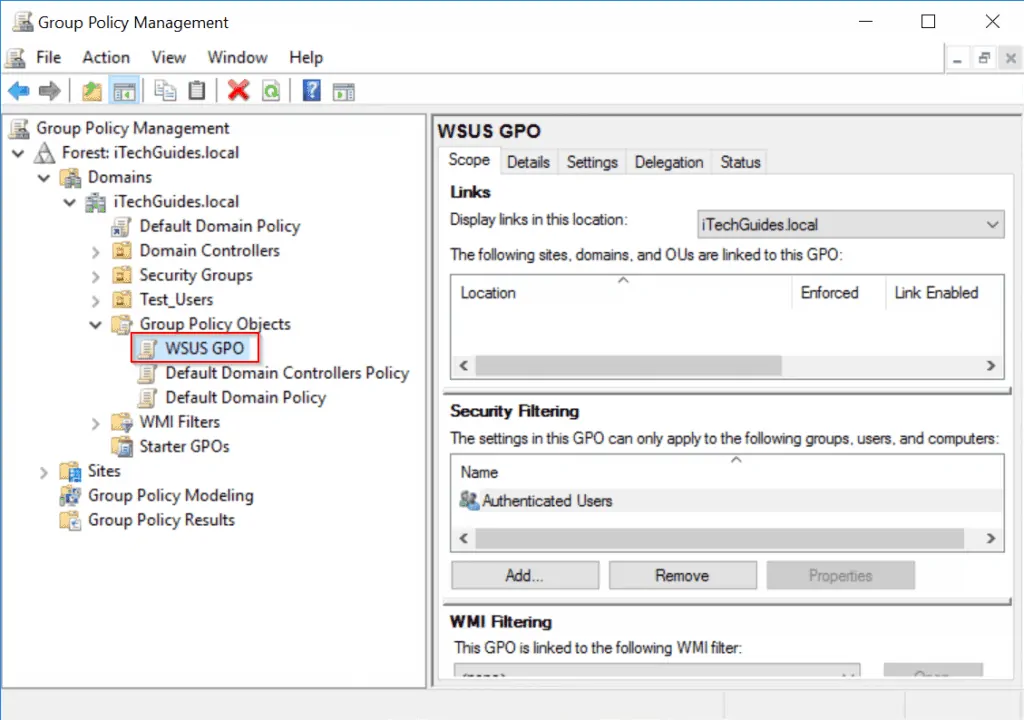 WSUS (Windows Server Update Service) - navigate to Windows Update GPO
