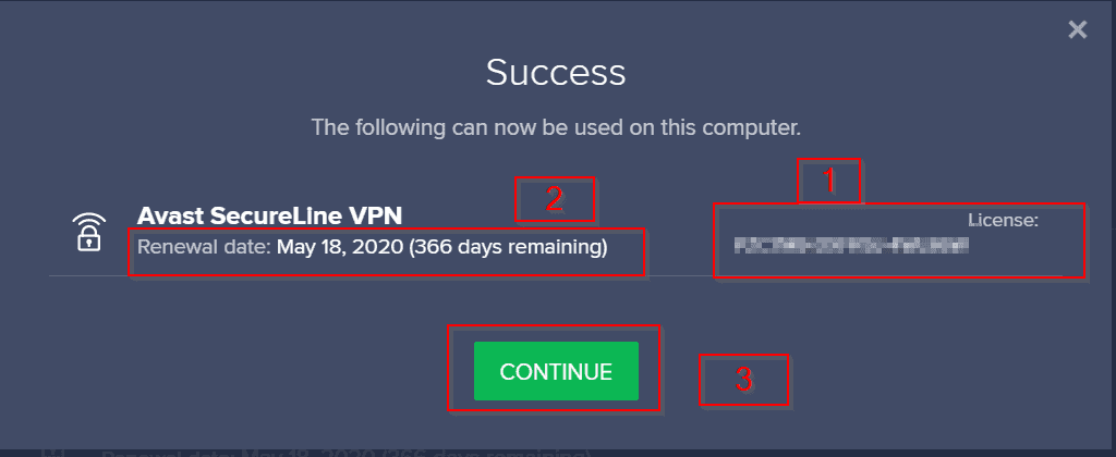 Avast VPN - activate license
