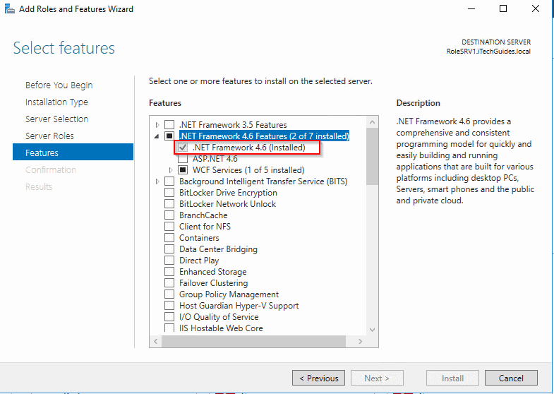 WSUS pre-installation tasks - Confirm that Microsoft .NET Framework 4.5 is installed