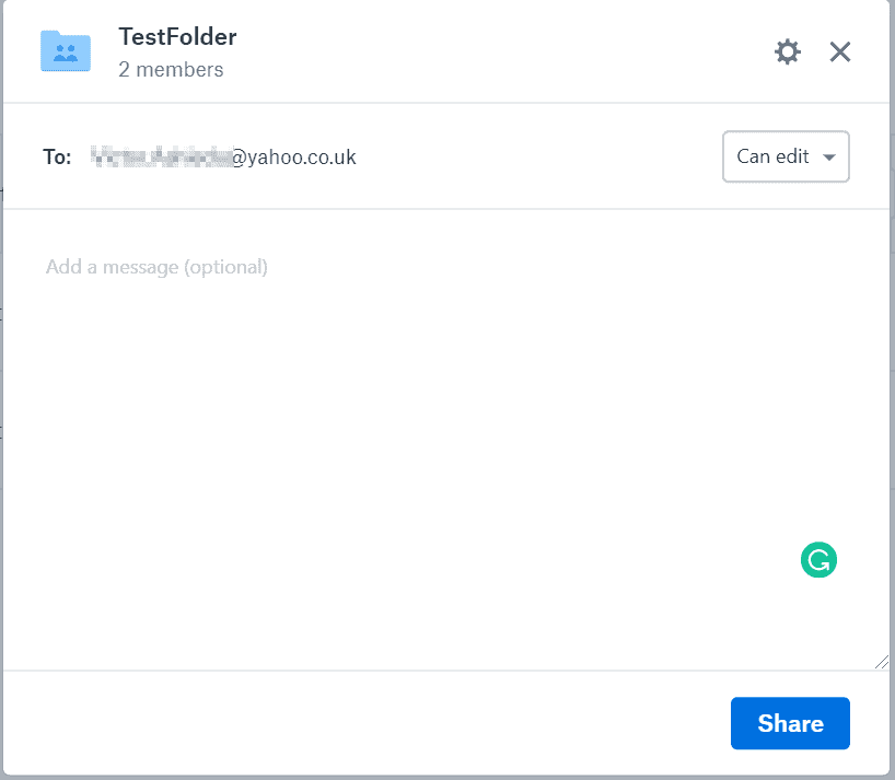 Dropbox login - online folder share options