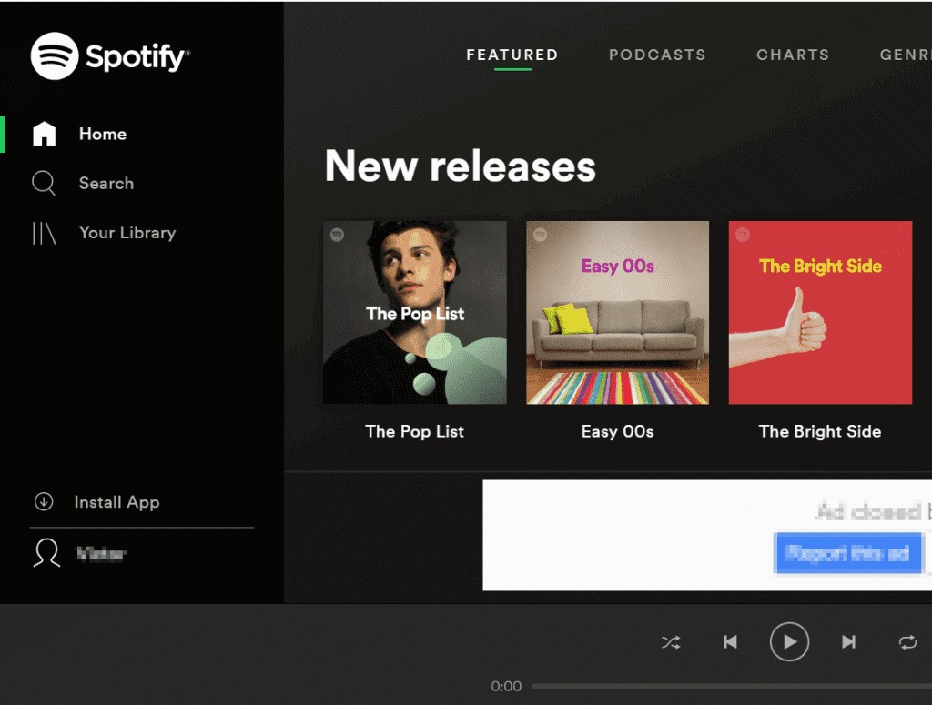 spotify website player