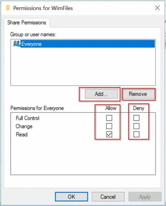NTFS Permissions with Share Permissions - configure share permissions