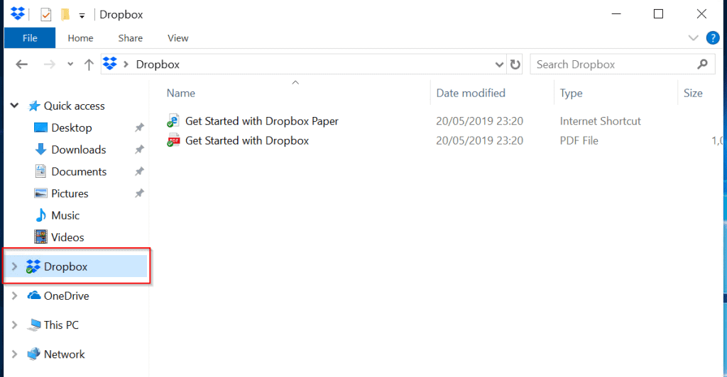 How to open a Dropbox login folder