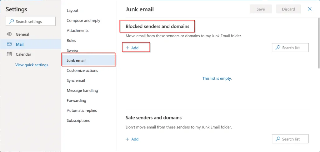 Hotmail Email (Now Outlook.com Email) - junk email settings