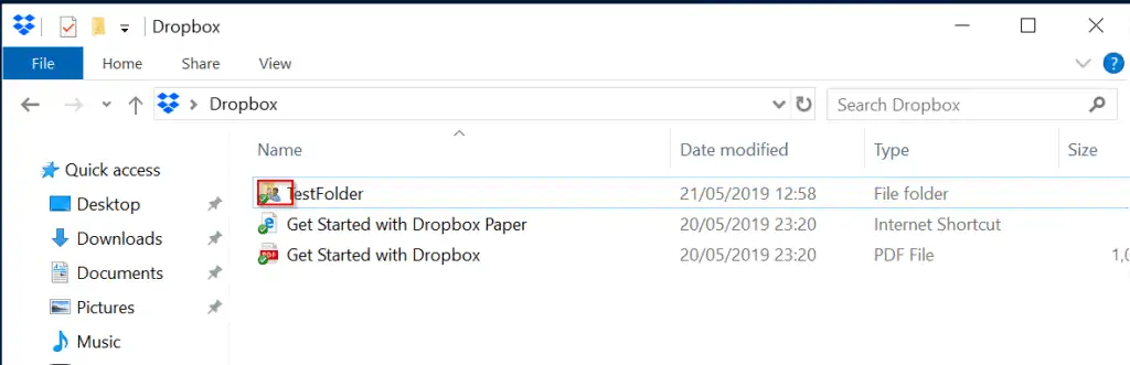 Dropbox login shared folder icon