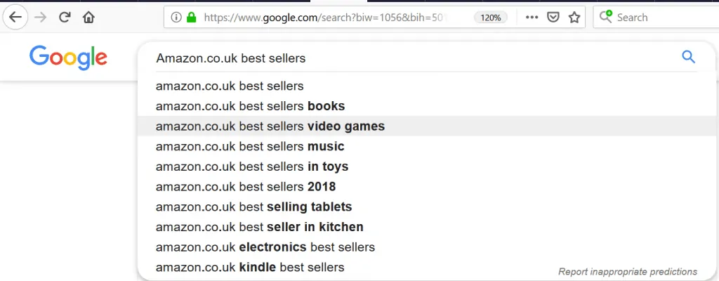 Amazon.co.uk best sellers autocpmplete
