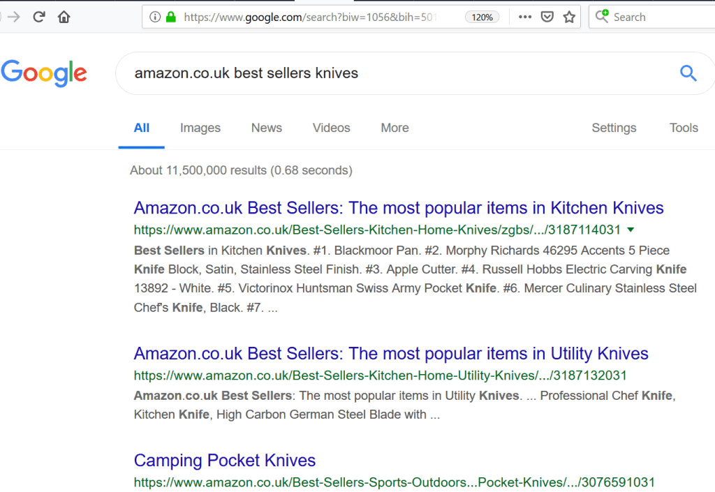 amazon.co.uk best sellers for knives - Google search results.png