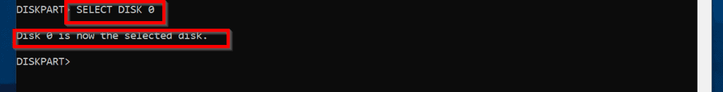 command prompt commands - DISKPART - SELECT DISK