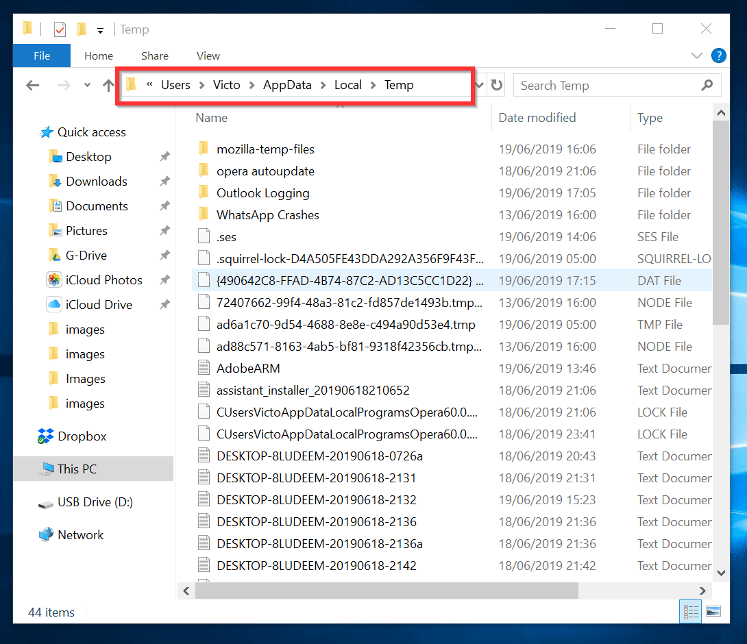 user-temp-folder | Itechguides.com