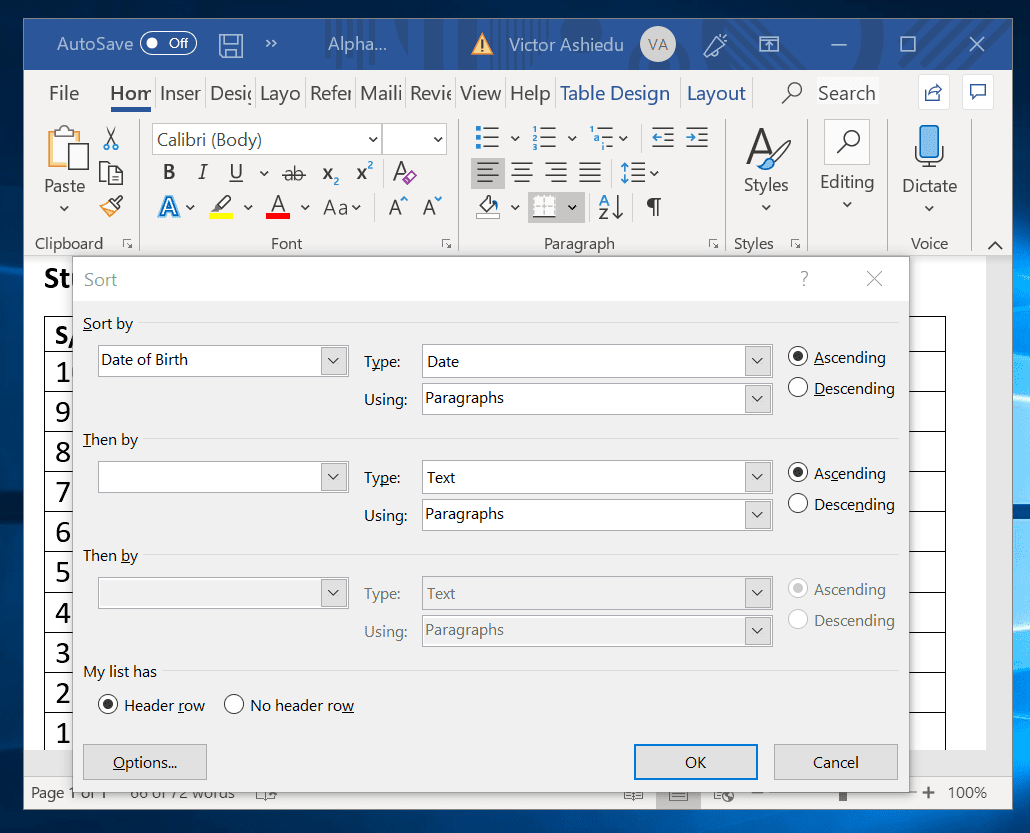 How to alphabetize in word sort lists or tables in microsoft word 