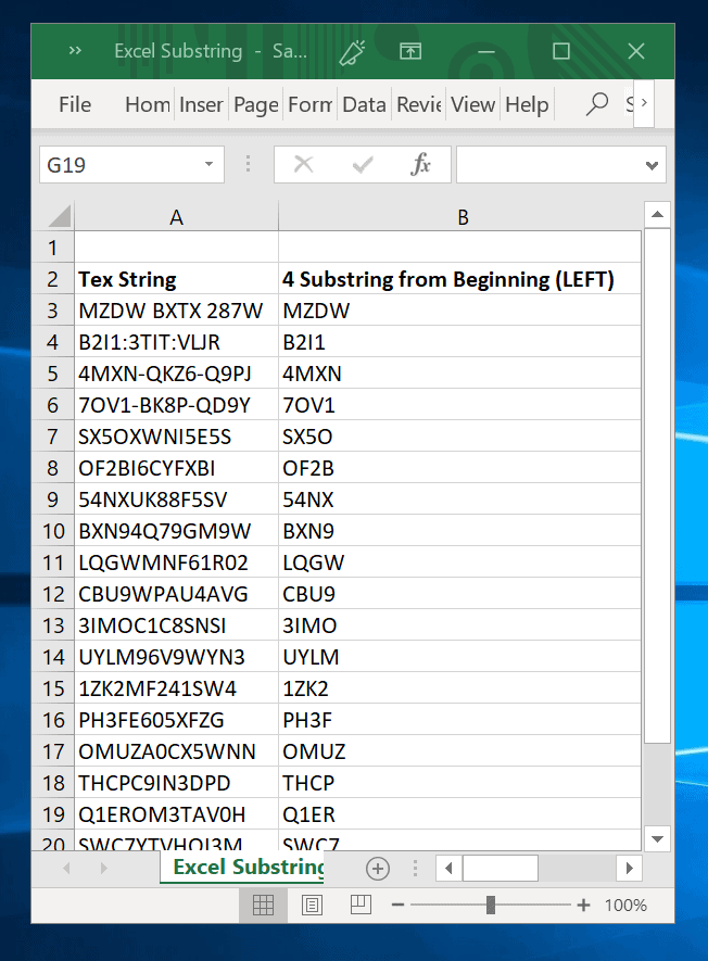 Excel Substring get substring from the beginning of a string using the LEFT