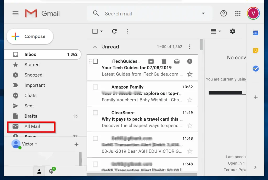 mark all email as read gmail