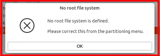 No Root File System is Defined
