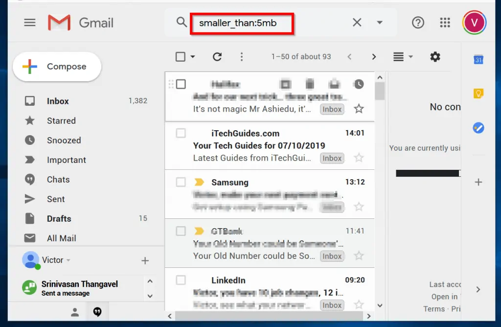 How to sort gmail by size using gmail search itechguides