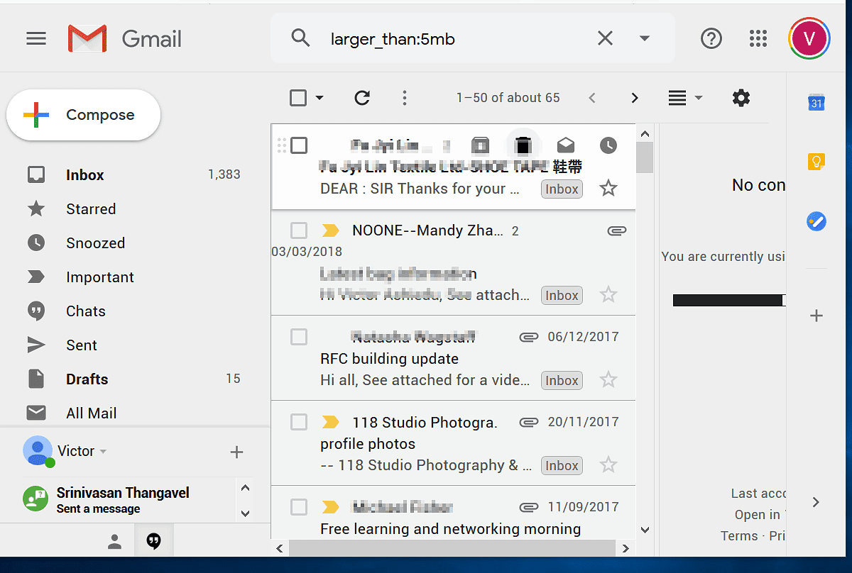 Trier Gmail par taille
