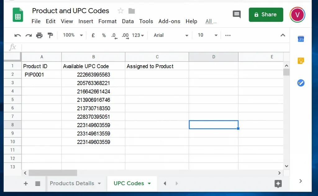 VLOOKUP in Google Sheets Examples - UPC codes Google Sheets