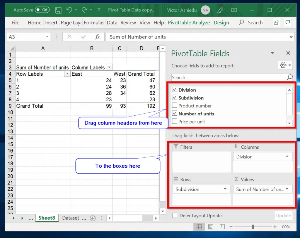 Add data to blank Pivot Table in Excel