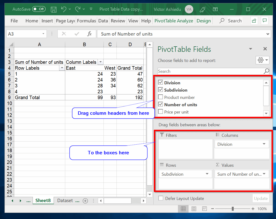 Add data to blank pivot table itechguides