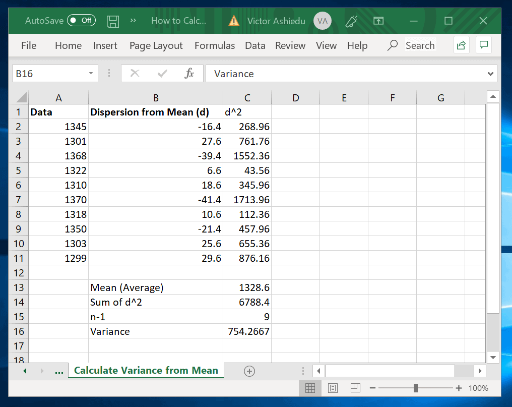 calculate-variance-from-Mean