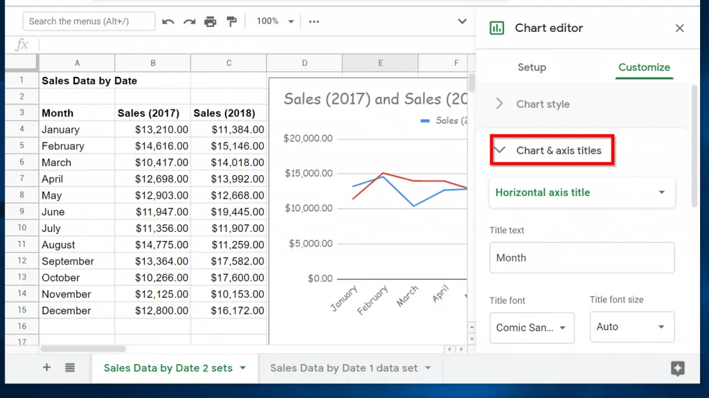 Modify Chart Title, Its Font and Style