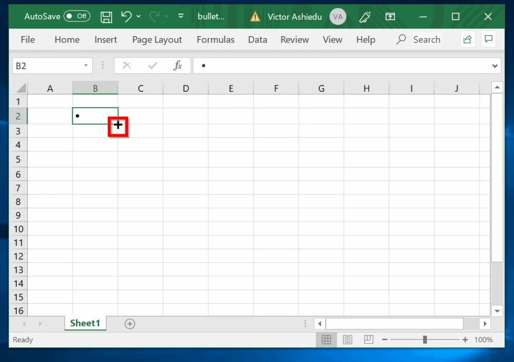 bullet points in excel - copy bullet points