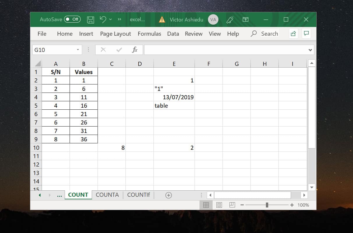 Excel Count