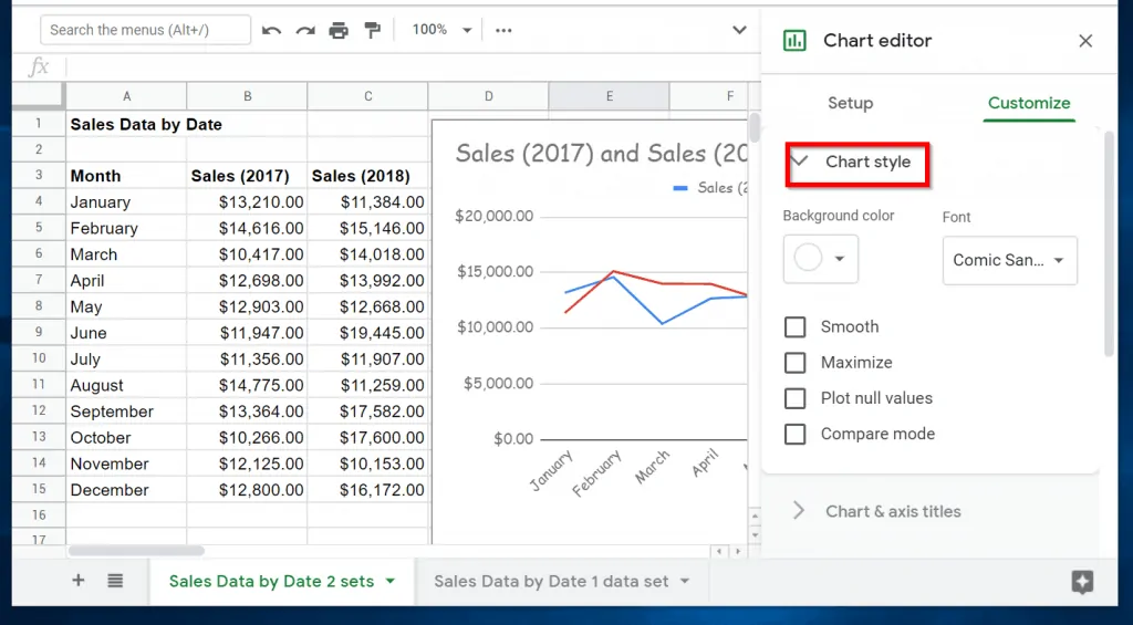  Change Chart Background Colors and Fonts 