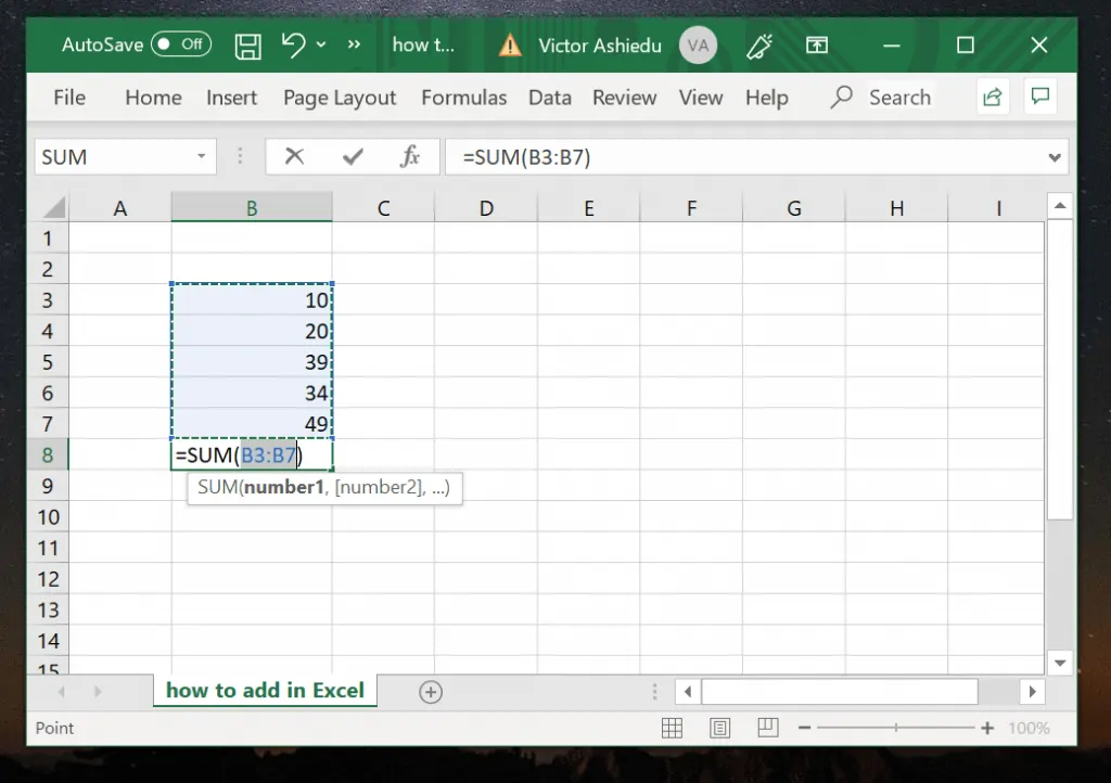How to Add Columns in Excel with AutoSum