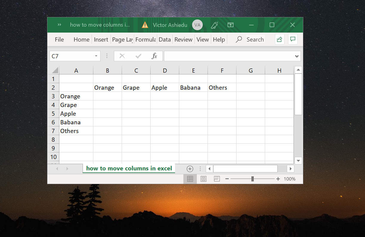 how to move columns in excel