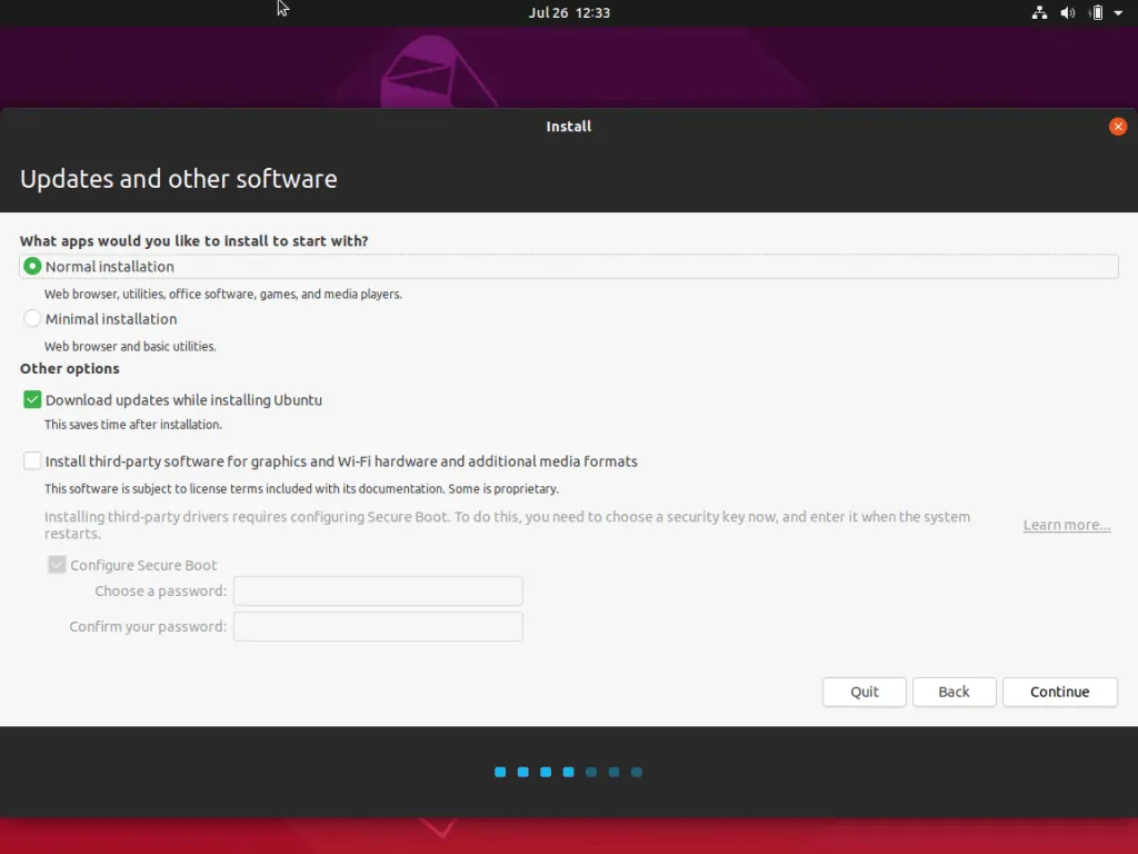 dual boot Ubuntu and Windows 10 - install ubuntu - updates and other software