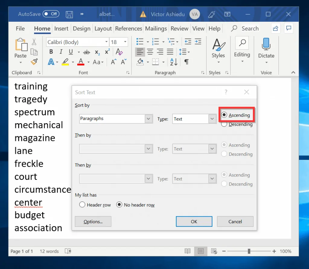 How to Alphabetize in Microsoft Word - Itechguides