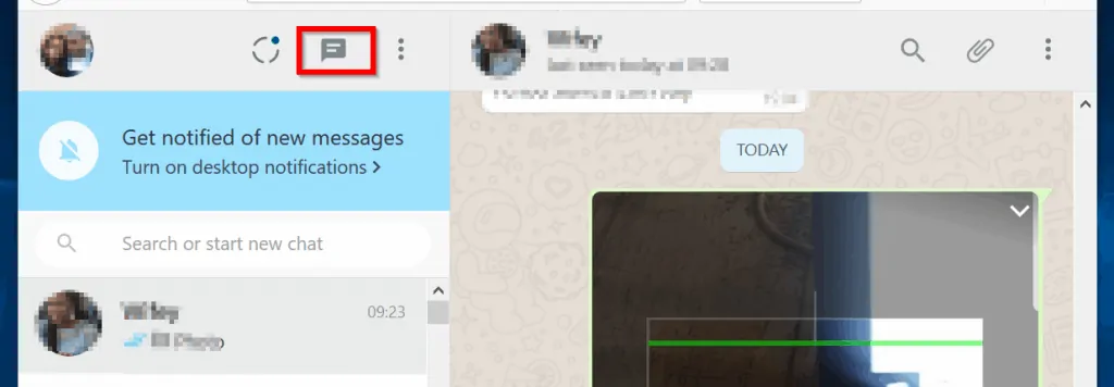 How to Start a New Chat on WhatsApp Web - click New chat icon