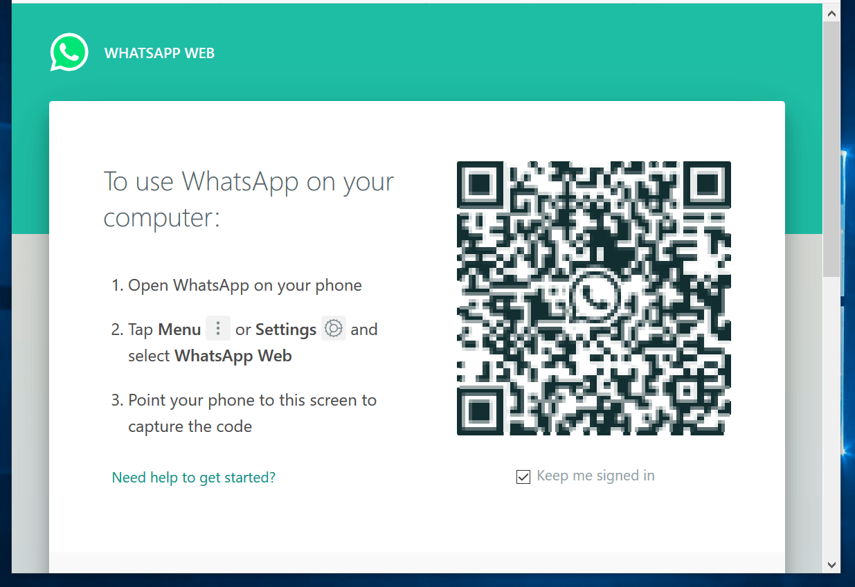 www whatsapp web scan