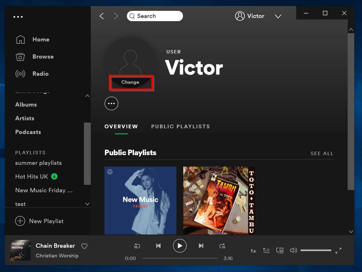 how to change spotify biography